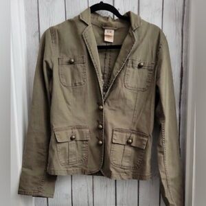 Y2K Army Green Military Embroidered Floral Stretch Jacket 16